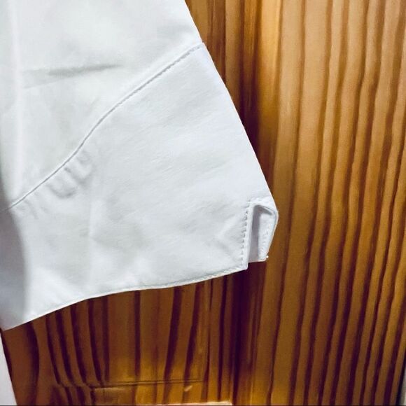 NWT Sunnow white cotton blend short sleeve button down notched sleeve shirt top - Picture 2 of 8
